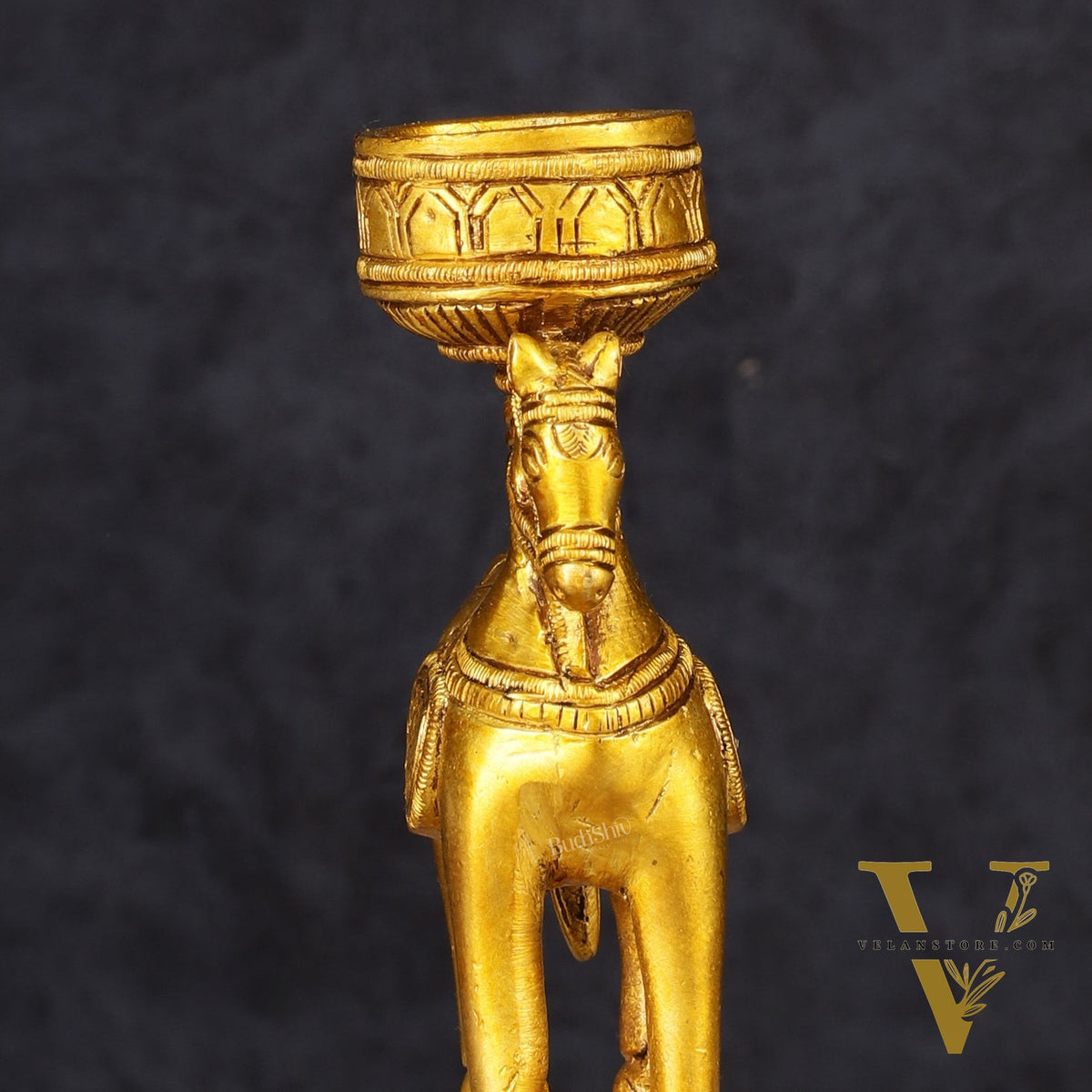 Pure Brass Horse Candle Holder 5.5"