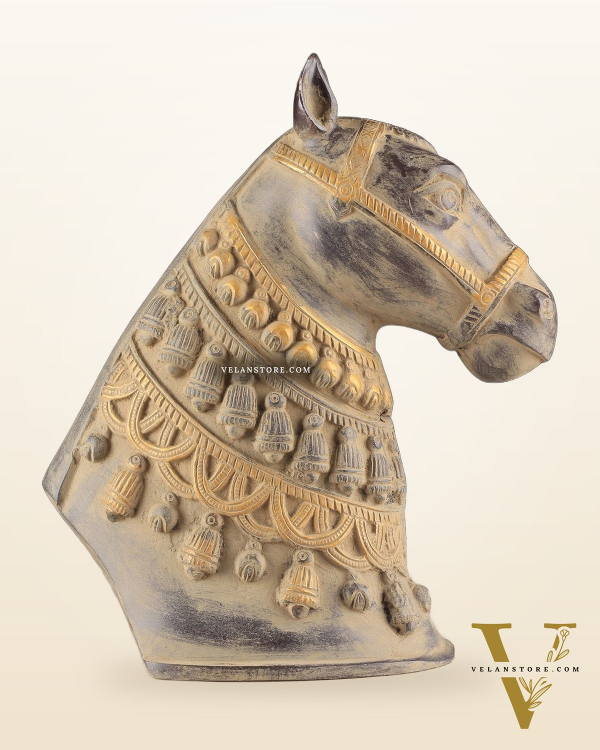 Pure Brass Horse Head Showpiece - Antique sand Tone | 11 Inch