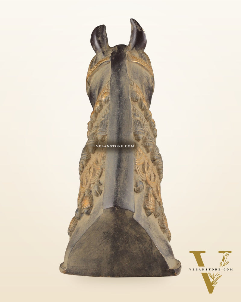 Pure Brass Horse Head Showpiece - Antique sand Tone | 11 Inch