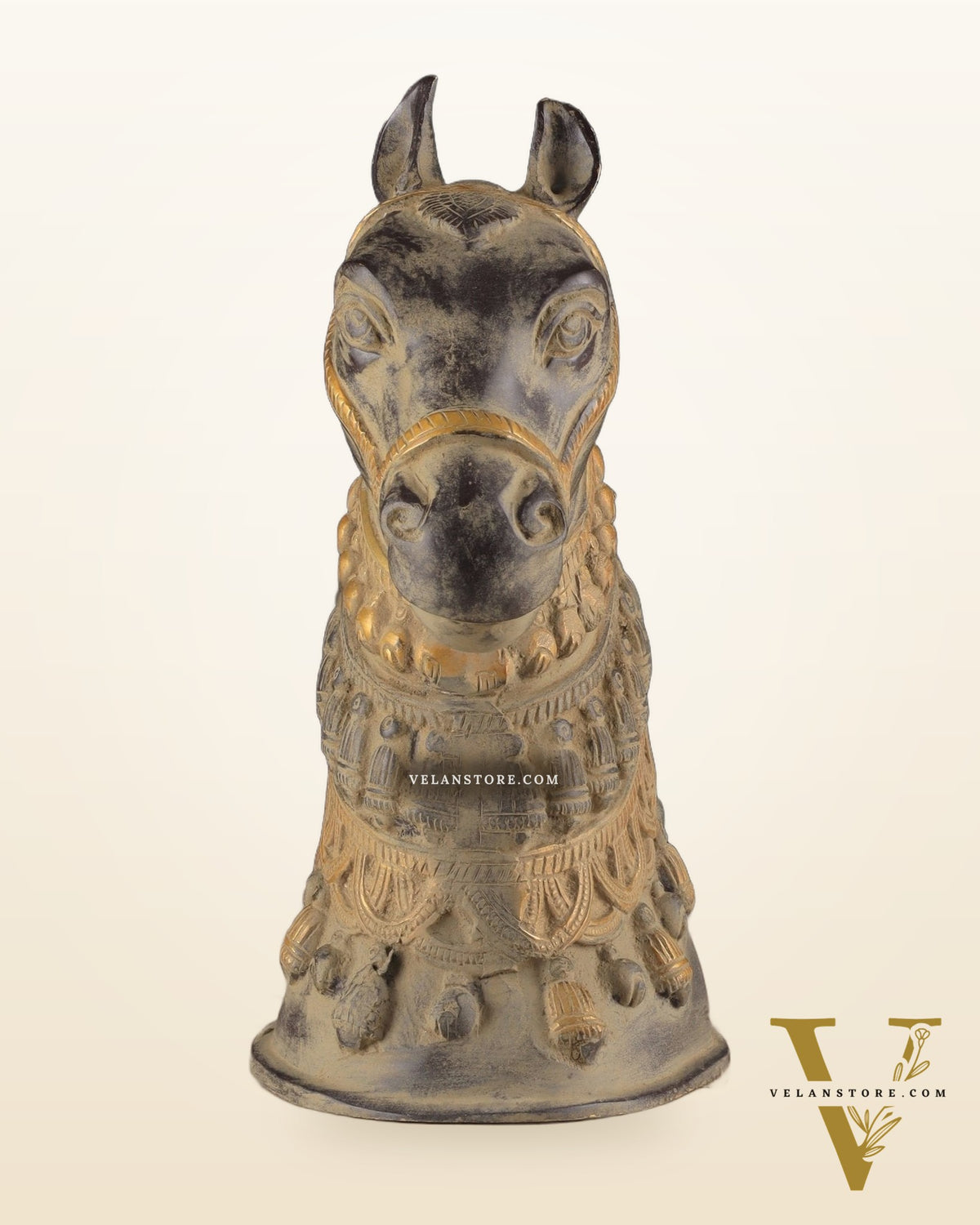 Pure Brass Horse Head Showpiece - Antique sand Tone | 11 Inch