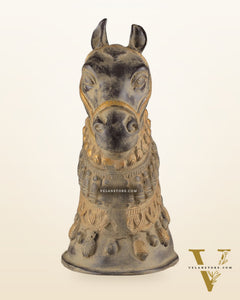 Pure Brass Horse Head Showpiece - Antique sand Tone | 11 Inch