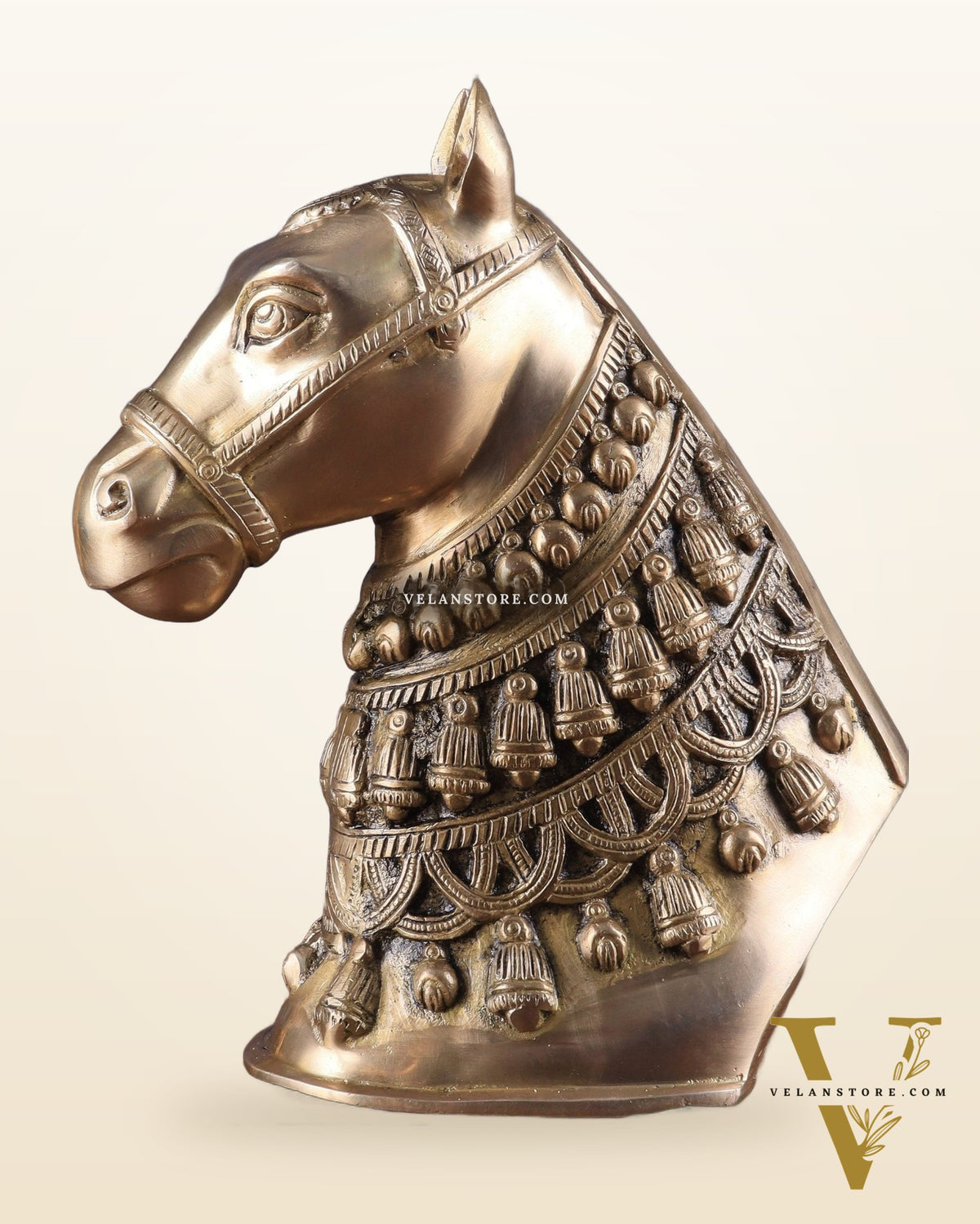 Pure Brass Horse Head Showpiece - Antique Tone | 11 Inch