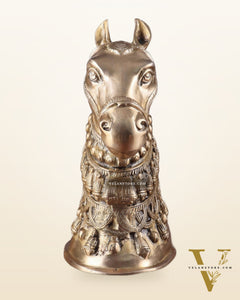 Pure Brass Horse Head Showpiece - Antique Tone | 11 Inch