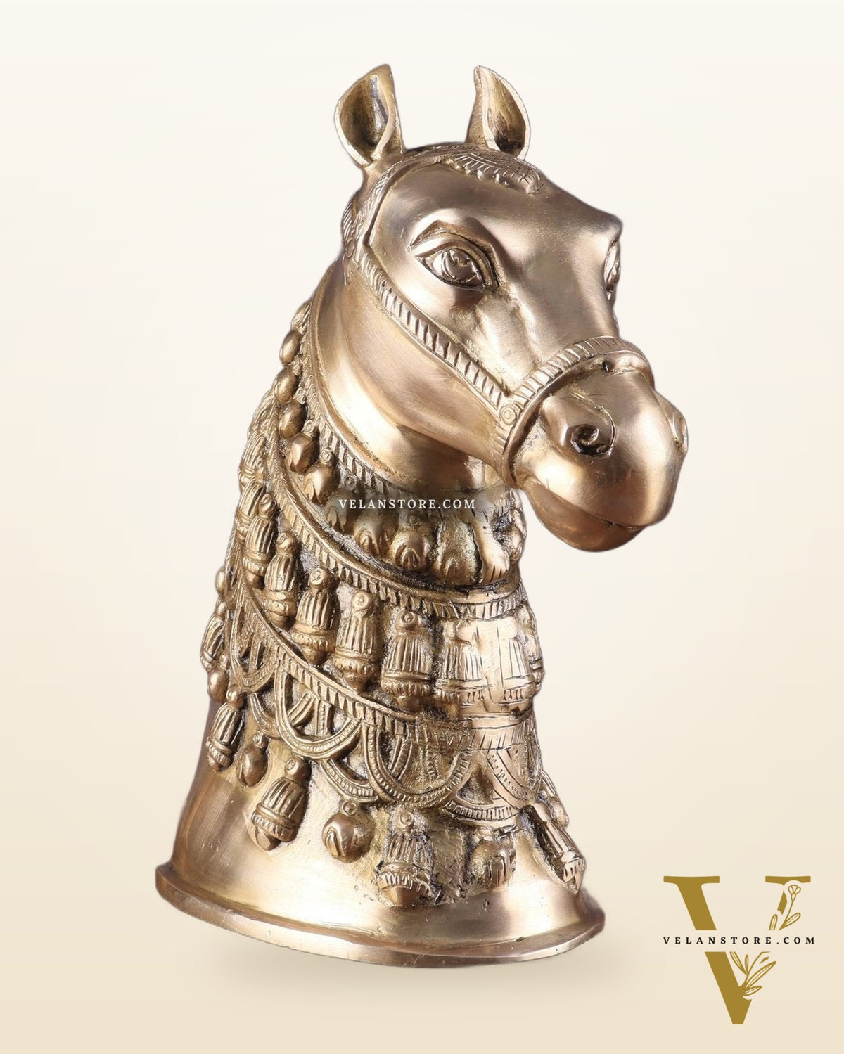 Pure Brass Horse Head Showpiece - Antique Tone | 11 Inch