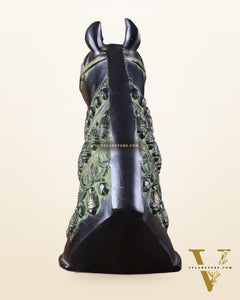 Pure Brass Horse Head Showpiece - Black and Green Antique Tone | 11 Inch