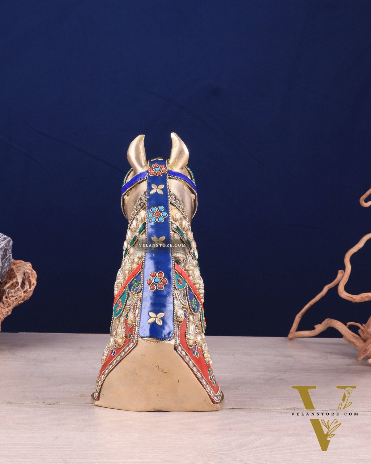 Pure Brass Horse Head Showpiece - stonework | 11 Inch