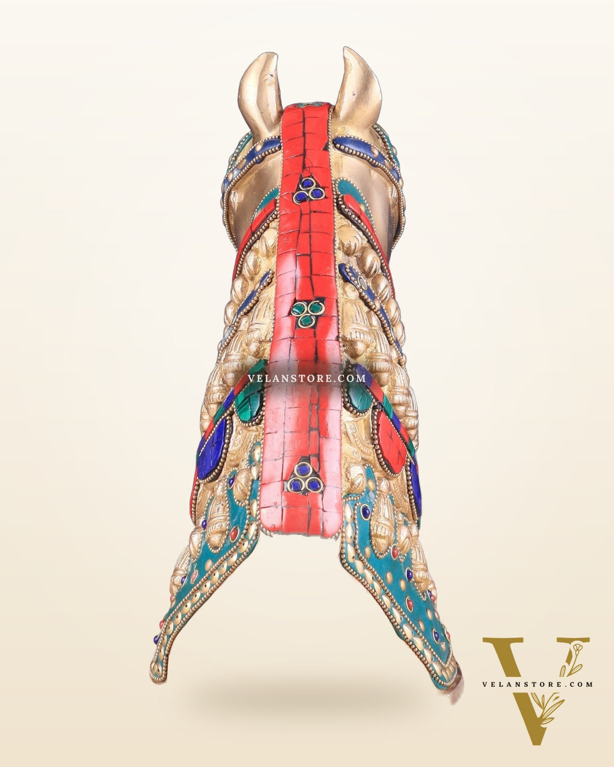 Pure Brass Horse Head Showpiece - stonework | 11 Inch