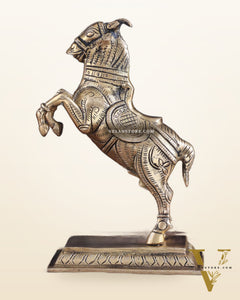 Pure Brass Horse with Front Legs Raised – Vastu Special Figurine 6"