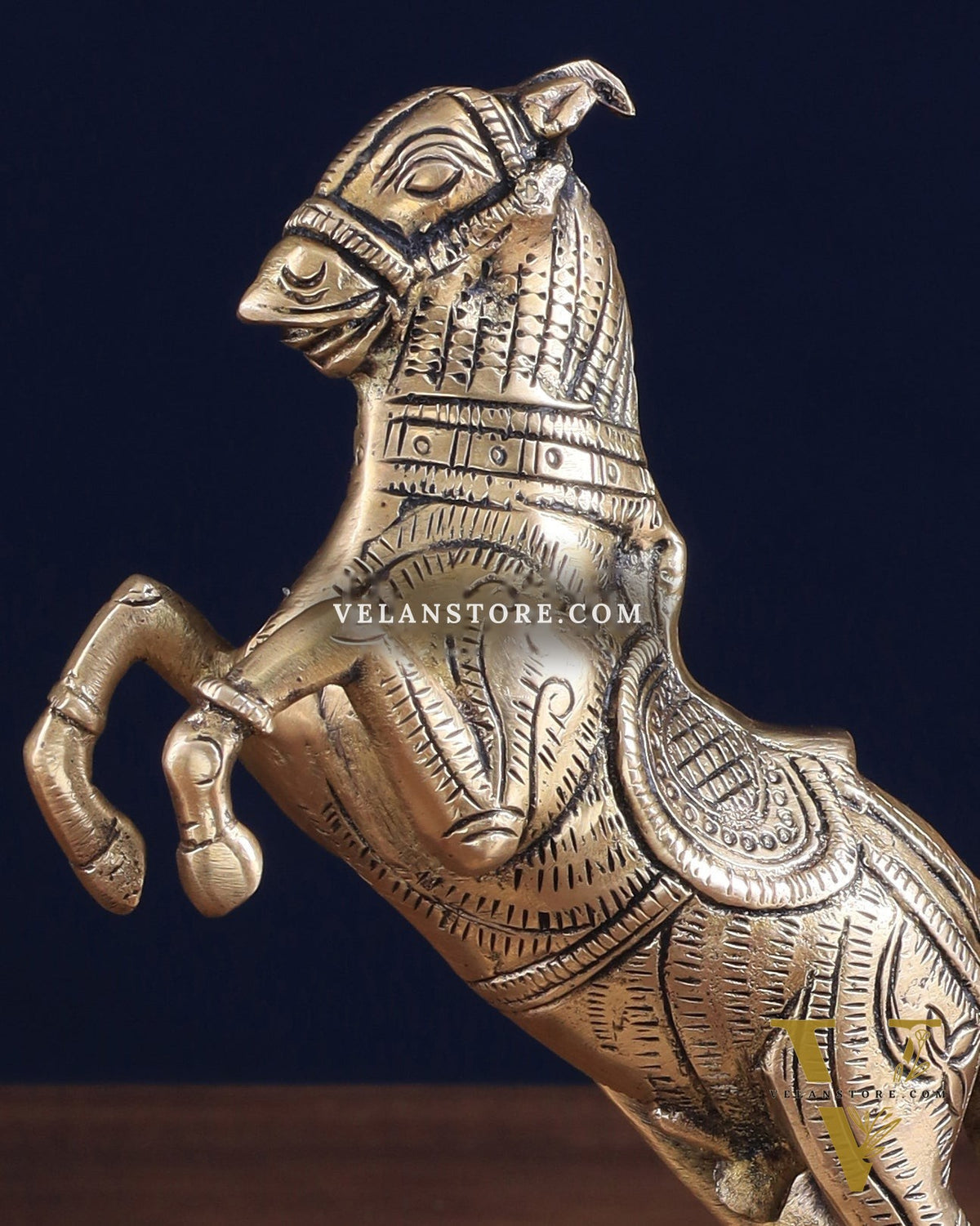 Pure Brass Horse with Front Legs Raised – Vastu Special Figurine 6"