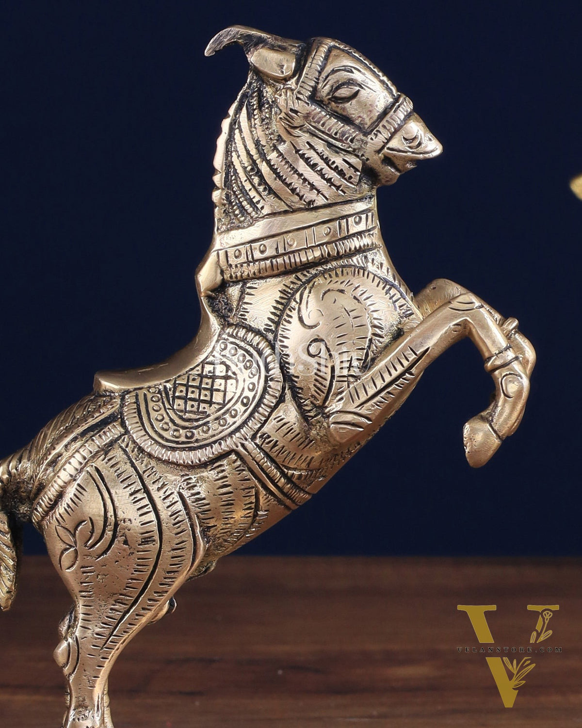 Pure Brass Horse with Front Legs Raised – Vastu Special Figurine 6"