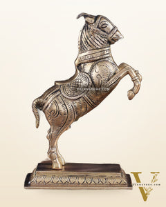 Pure Brass Horse with Front Legs Raised – Vastu Special Figurine 6"