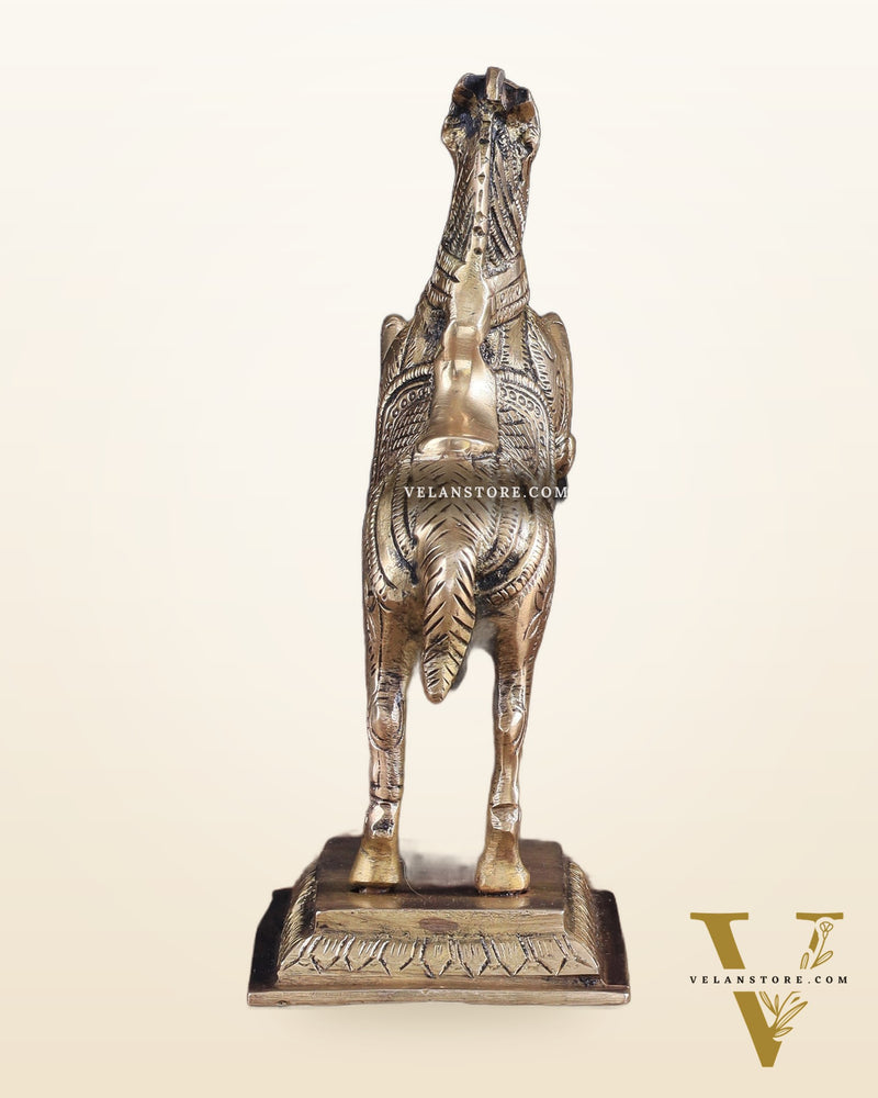 Pure Brass Horse with Front Legs Raised – Vastu Special Figurine 6"