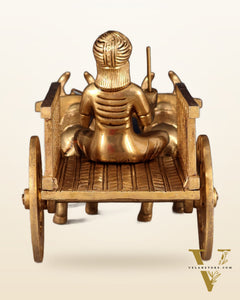 Pure Brass Indian Villager Bullock Cart – Traditional Showpiece & Gift 11" wide.