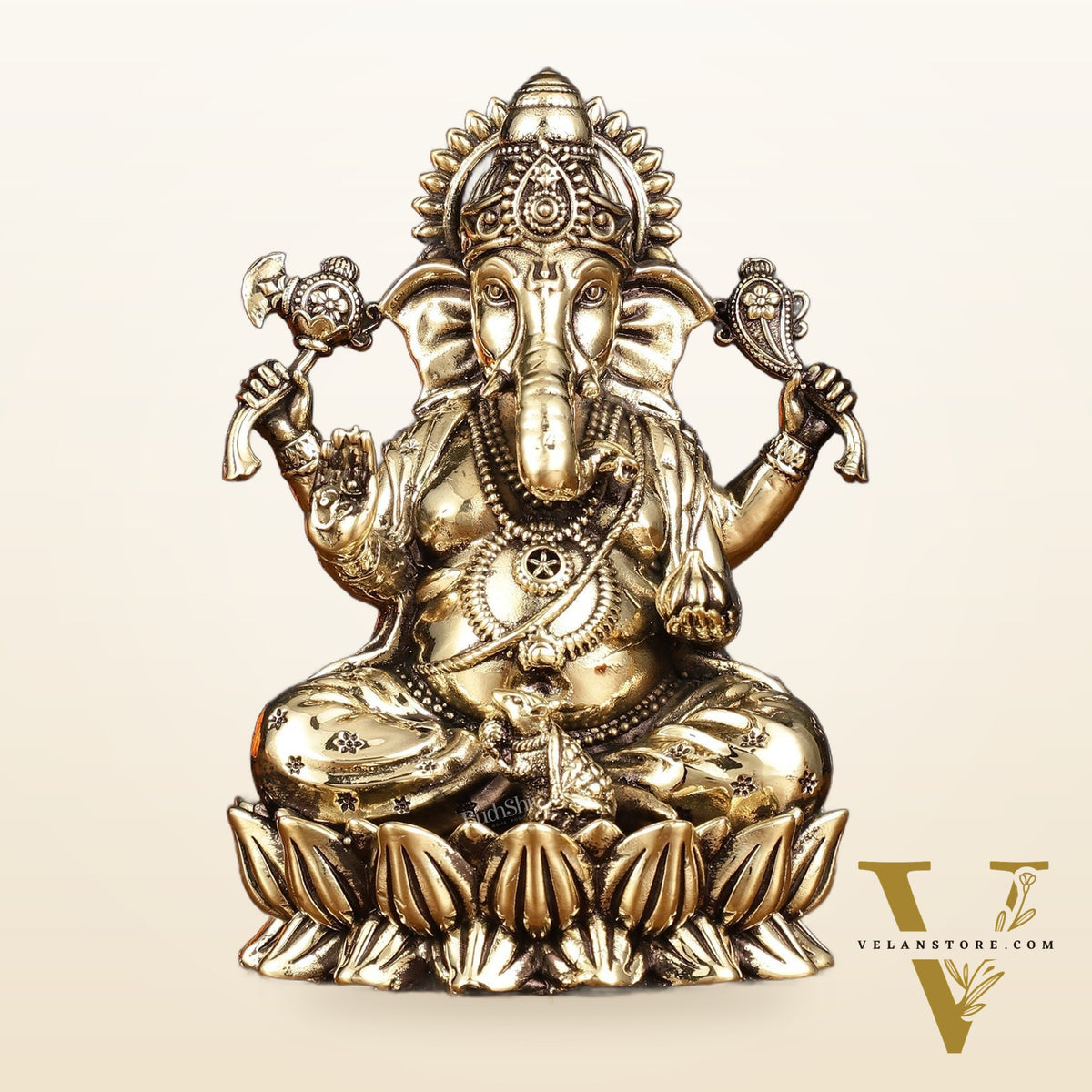 Pure Brass Intricate Ganesha Idol - Superfine Lightweight 5"