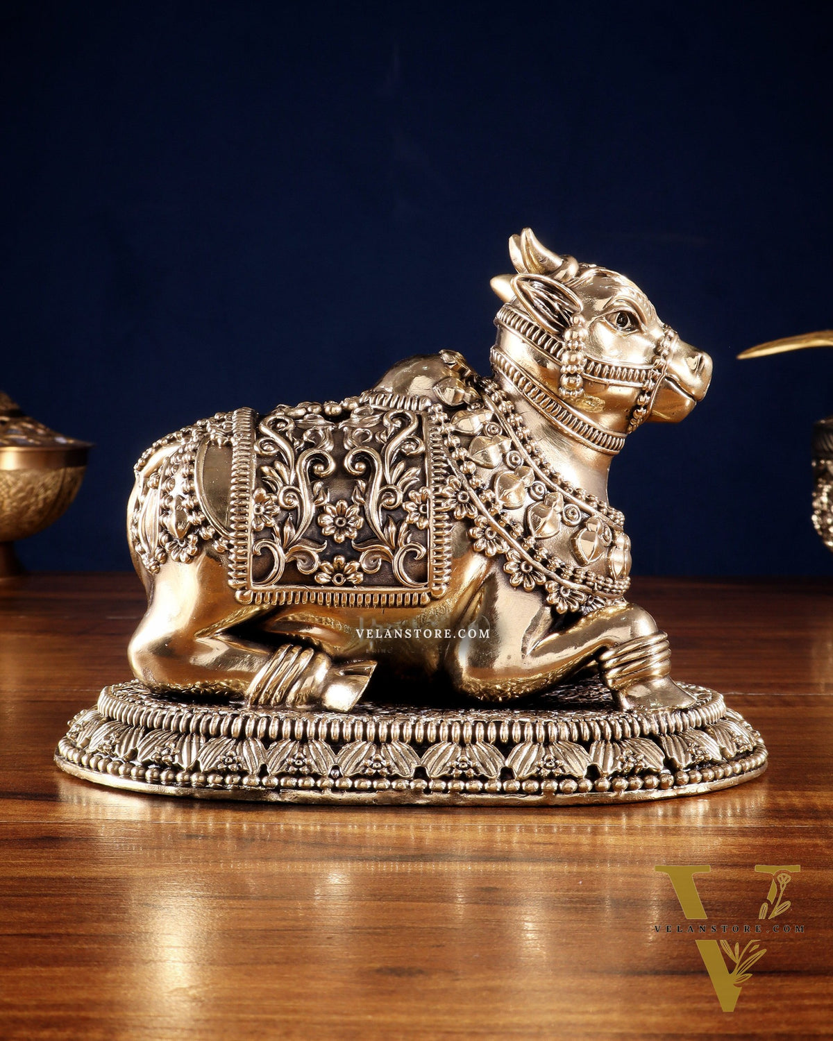 Pure Brass Intricate Large Nandi with Superfine Carvings 8'