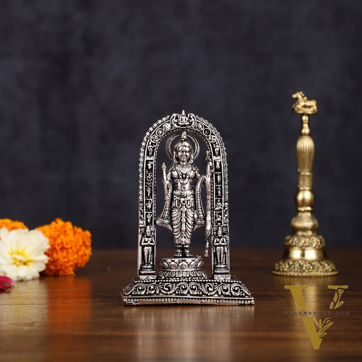 Pure Brass Intricate Silver Plated Ram Lalla Idol - 4" Tall