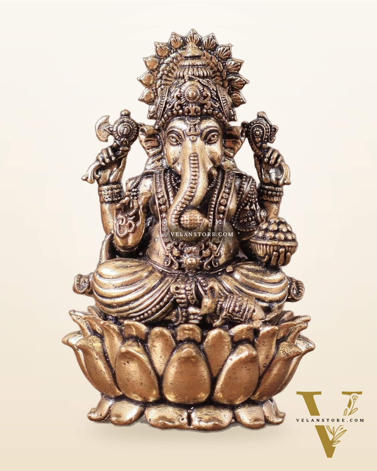 Pure Brass Intricate Superfine Ganesha Idol 3"