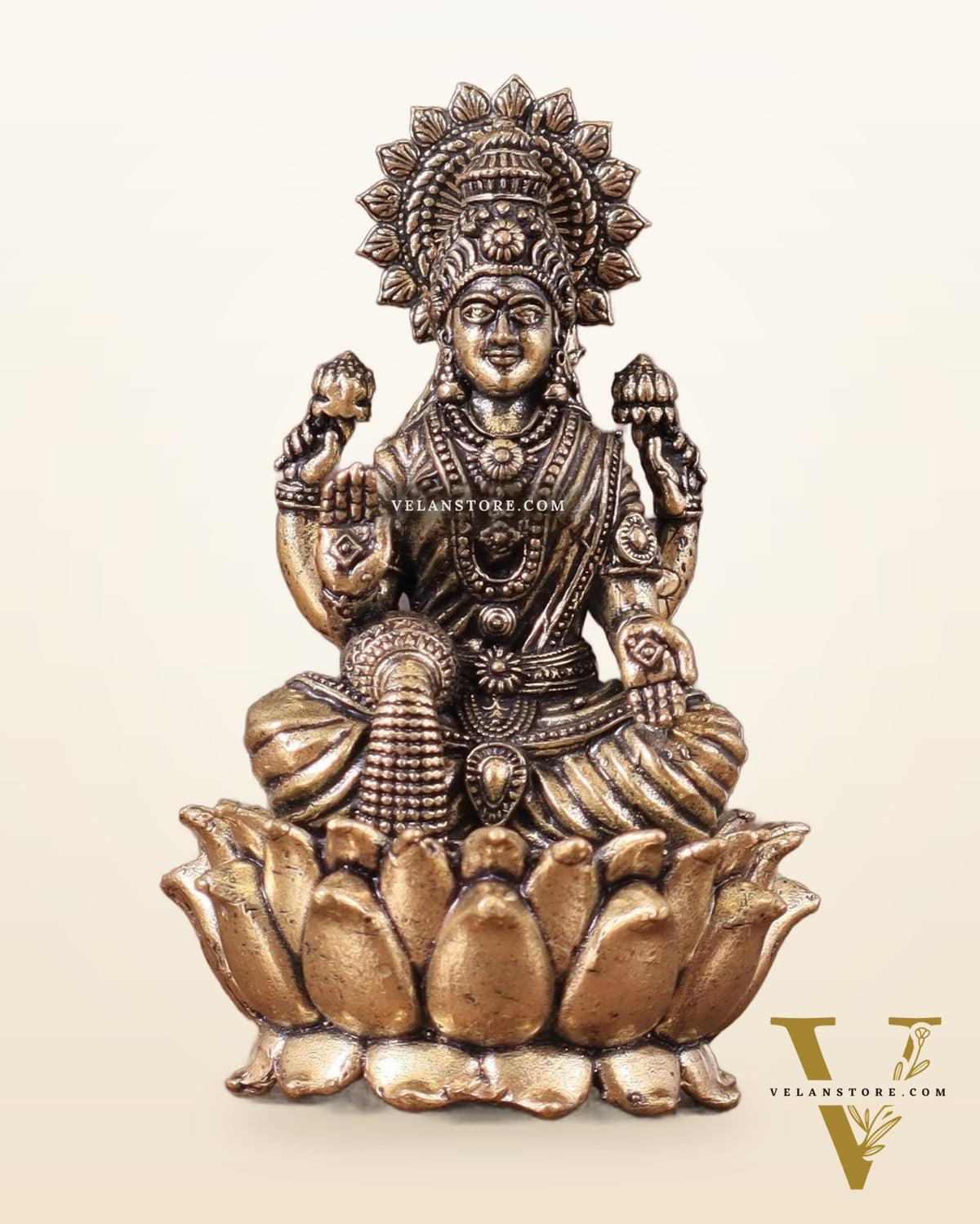 Pure Brass Intricate Superfine Lakshmi Idol 3"