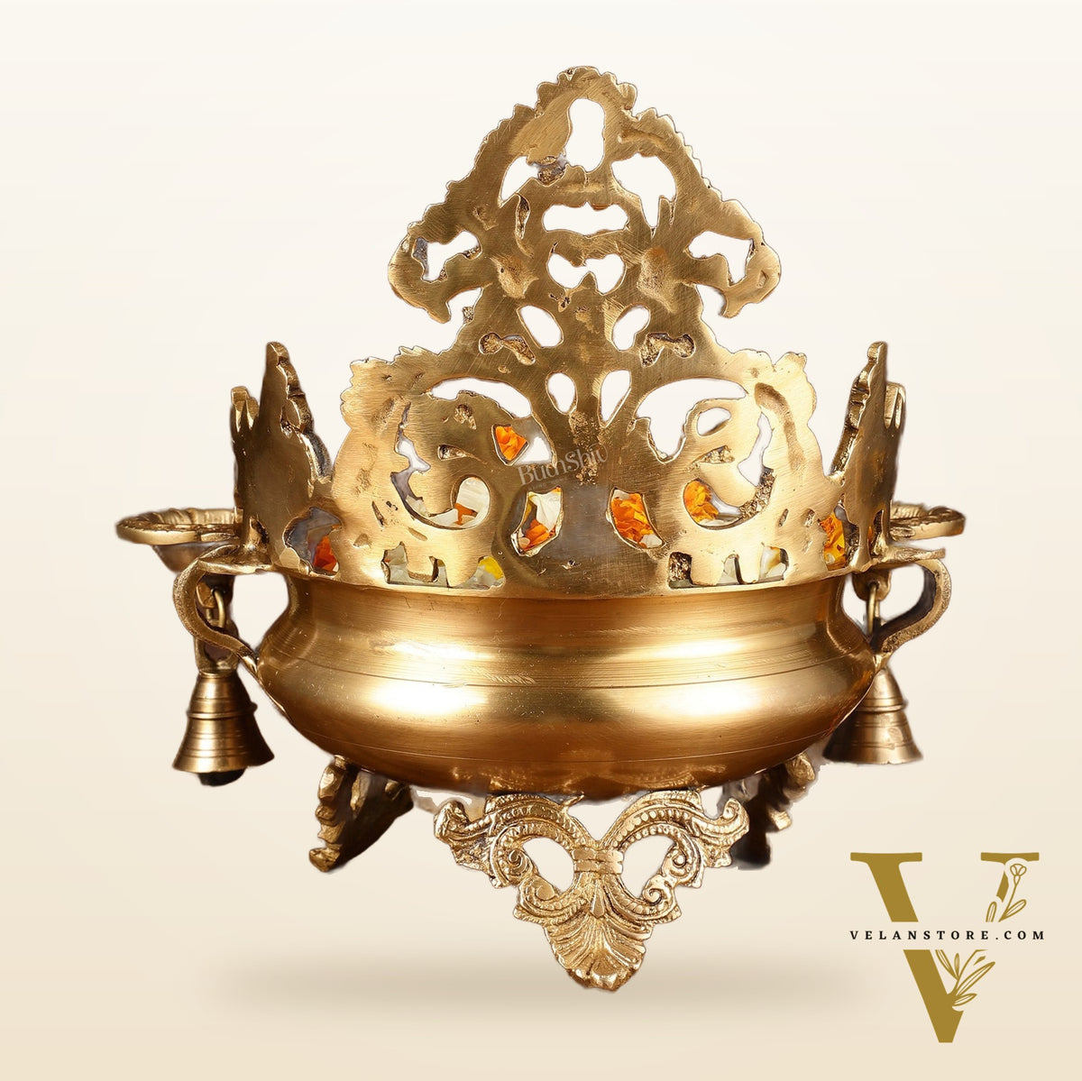 Pure Brass Intricate Urli with Diyas | Height: 11 inch