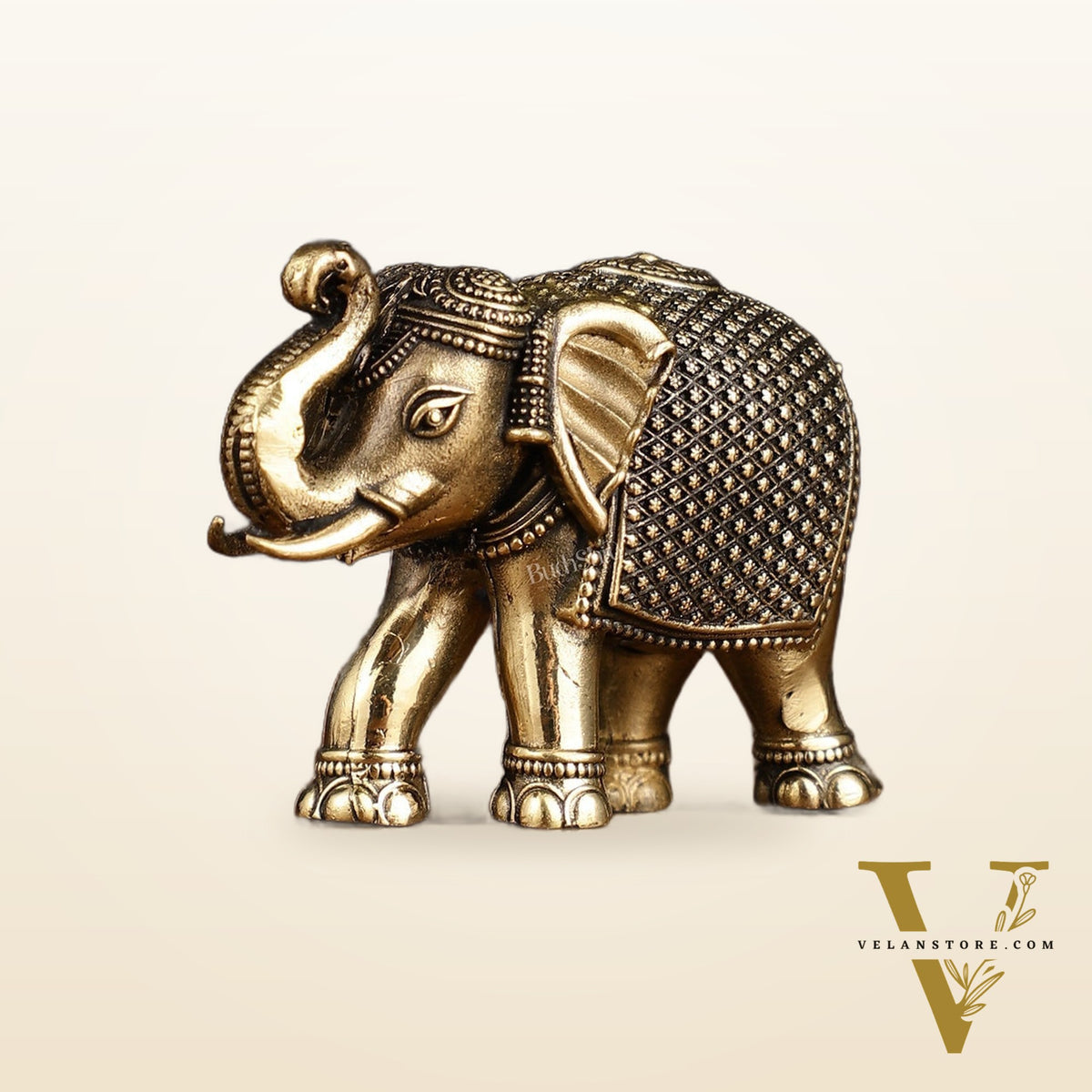 Pure Brass Intricately Carved Elephant Statue Miniature - 2 Inch