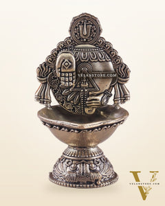 Pure Brass Intricately Carved Lord Venkateshwara Symbols Diya | 4 Inch (10.2 cm)