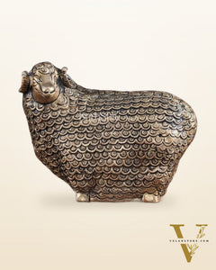 Pure Brass Intricately Carved Sheep Figurine (Vastu Recommended) small