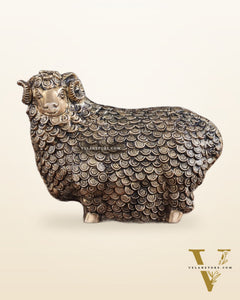 Pure Brass Intricately Carved Sheep Figurine (Vastu Recommended)