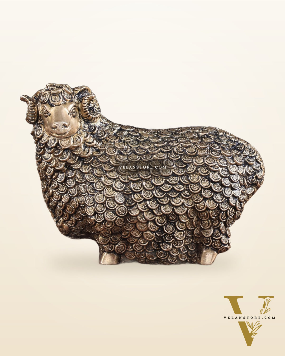 Pure Brass Intricately Carved Sheep Figurine (Vastu Recommended)