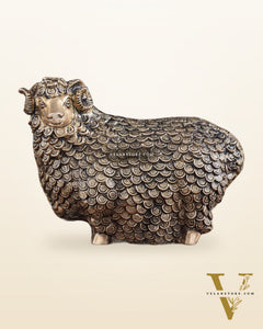 Pure Brass Intricately Carved Sheep Figurine (Vastu Recommended)