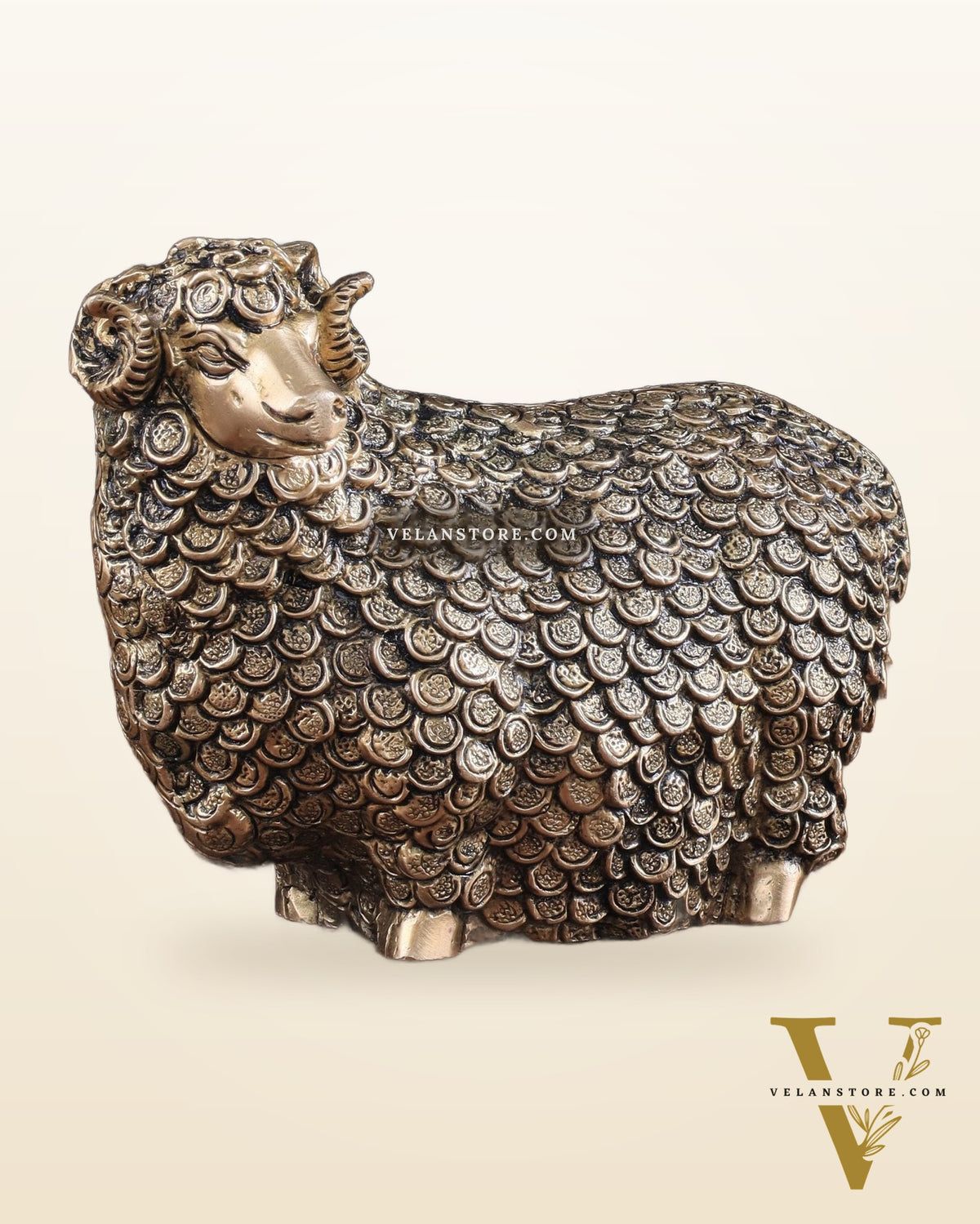 Pure Brass Intricately Carved Sheep Figurine (Vastu Recommended)