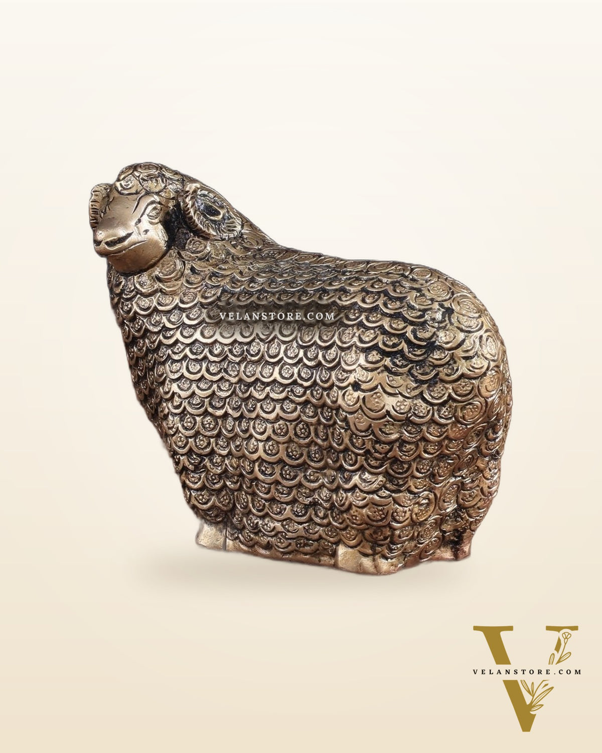 Pure Brass Intricately Carved Sheep Figurine (Vastu Recommended) small