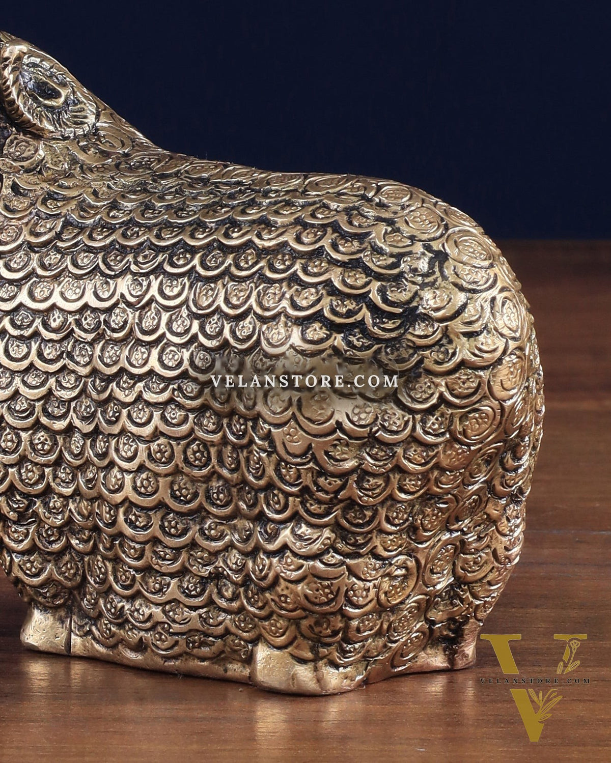 Pure Brass Intricately Carved Sheep Figurine (Vastu Recommended) small