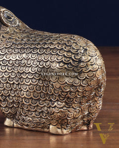 Pure Brass Intricately Carved Sheep Figurine (Vastu Recommended) small