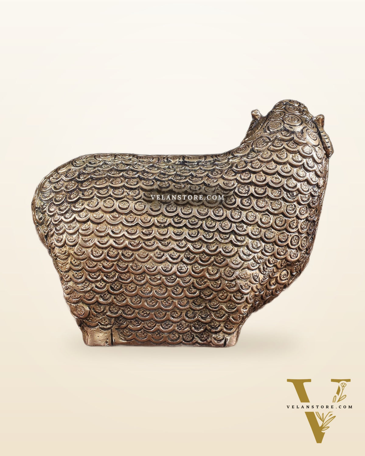 Pure Brass Intricately Carved Sheep Figurine (Vastu Recommended) small