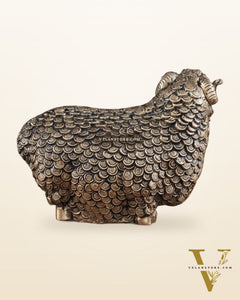 Pure Brass Intricately Carved Sheep Figurine (Vastu Recommended)