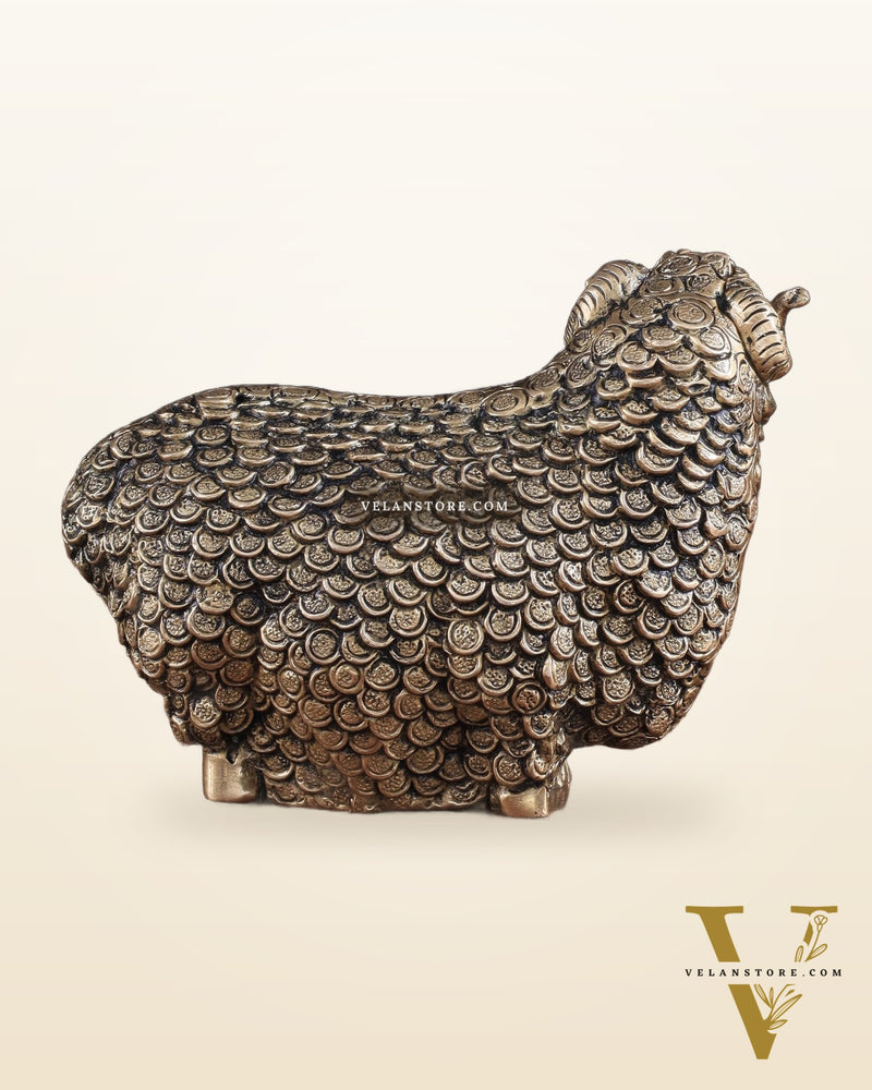 Pure Brass Intricately Carved Sheep Figurine (Vastu Recommended)