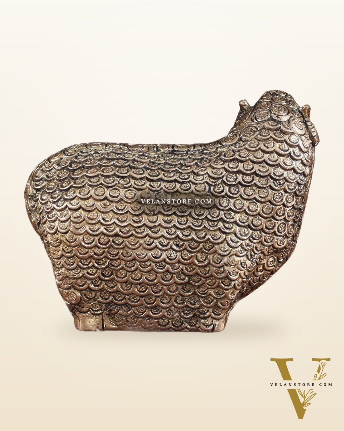 Pure Brass Intricately Carved Sheep Figurine (Vastu Recommended) small