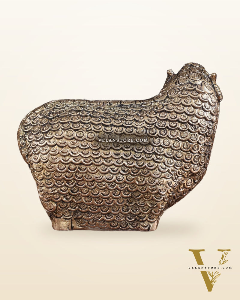 Pure Brass Intricately Carved Sheep Figurine (Vastu Recommended) small