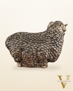 Pure Brass Intricately Carved Sheep Figurine (Vastu Recommended)