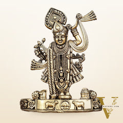 Pure Brass Intricately Carved Shreenath Ji Idol 4"