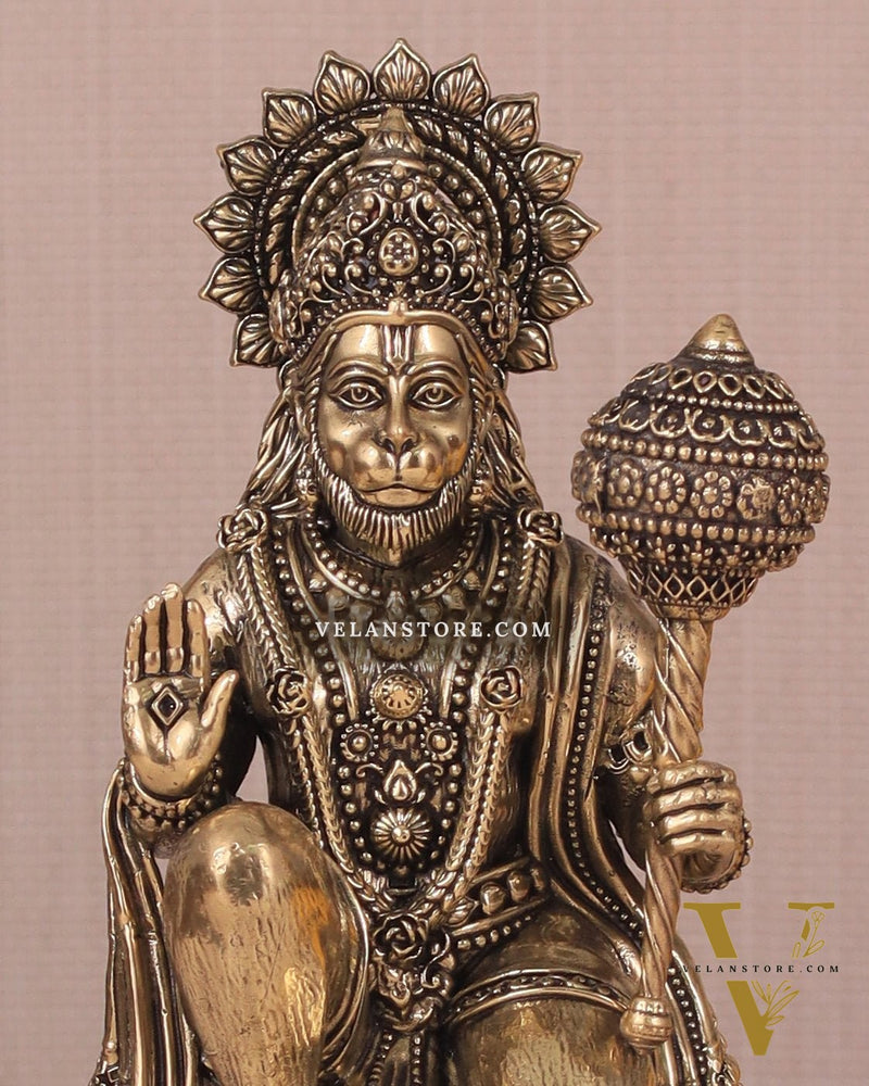Pure Brass Intricately Crafted Hanuman 6 inch