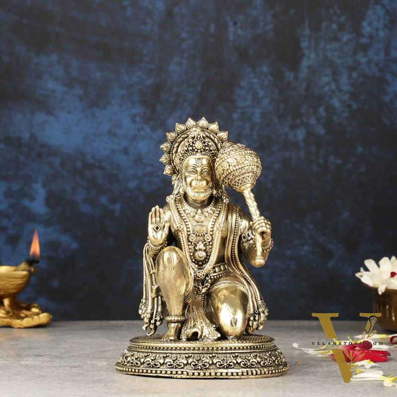 Pure Brass Intricately Crafted Hanuman 6.7 inch