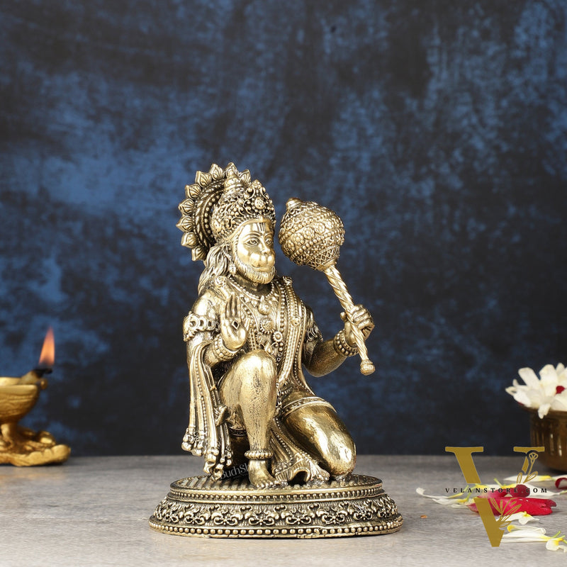 Pure Brass Intricately Crafted Hanuman 6.7 inch