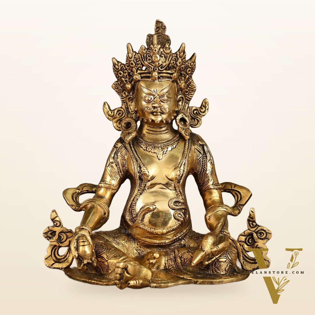 Pure Brass Jambhala Kuber Lord of Wealth Statue | 10 Inch Height