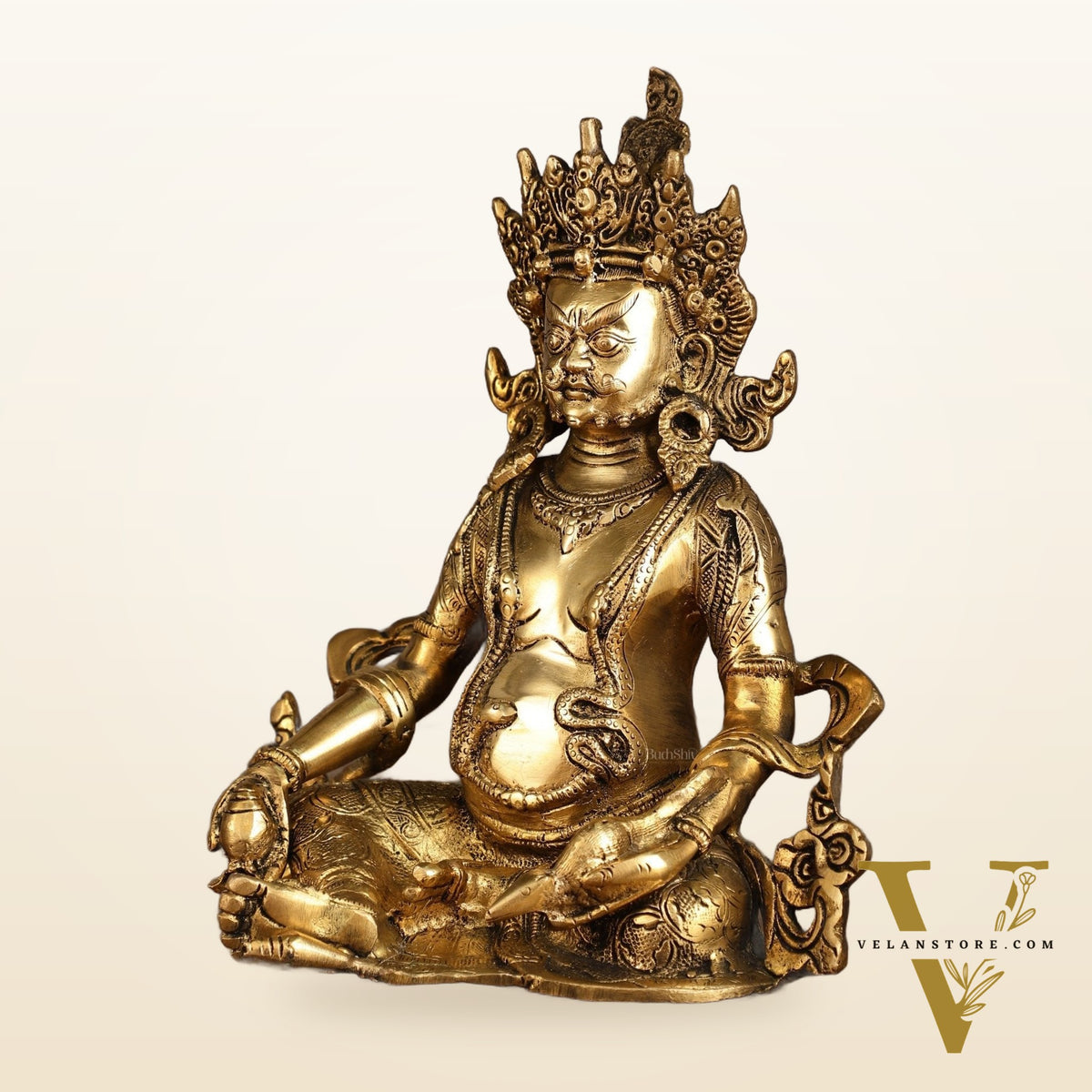 Pure Brass Jambhala Kuber Lord of Wealth Statue | 10 Inch Height