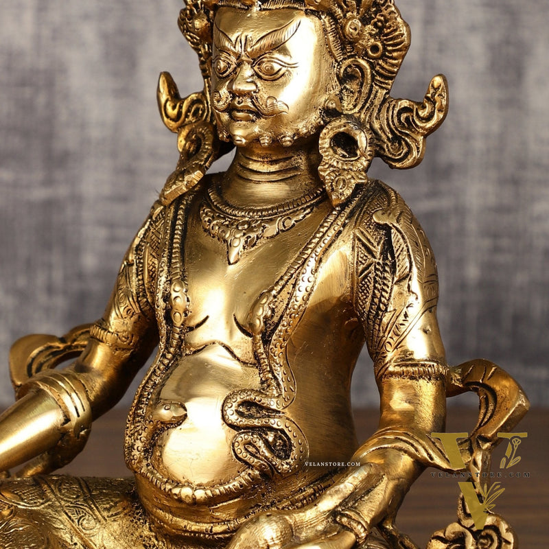 Pure Brass Jambhala Kuber Lord of Wealth Statue | 10 Inch Height