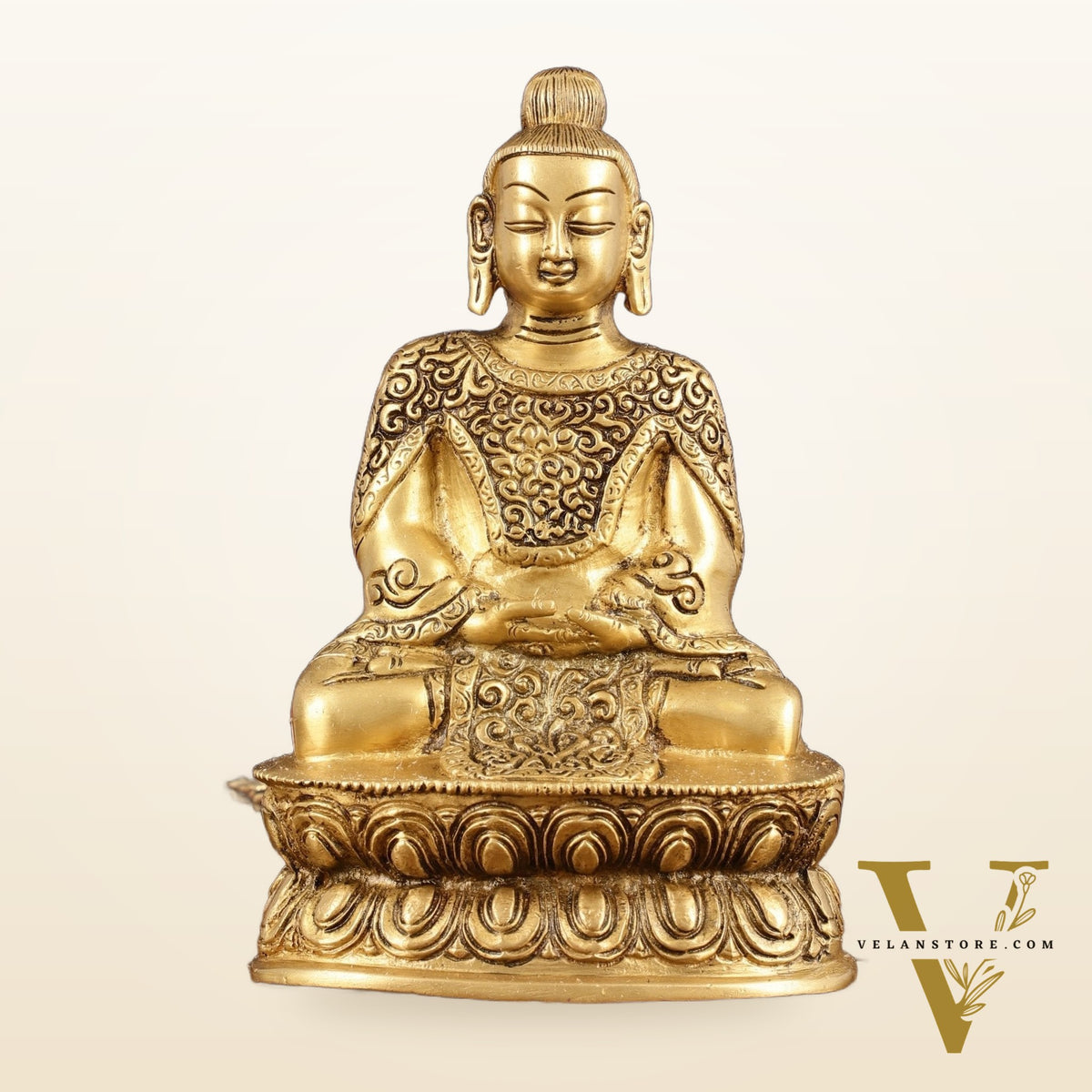 Pure Brass Japanese Meditation Buddha - 8" Height