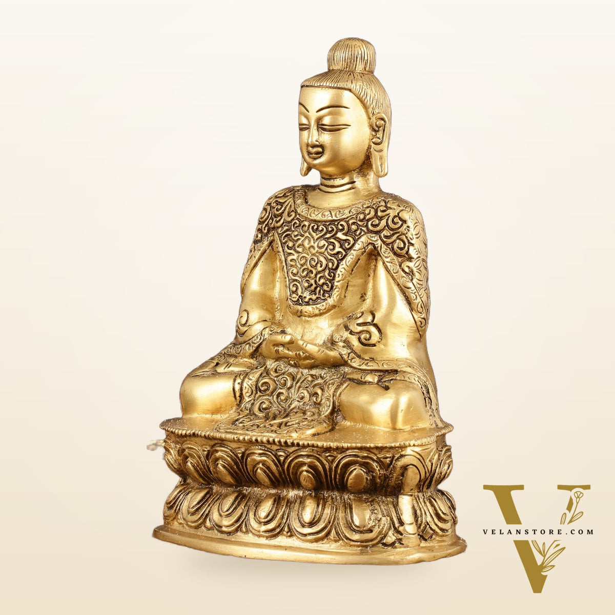 Pure Brass Japanese Meditation Buddha - 8" Height