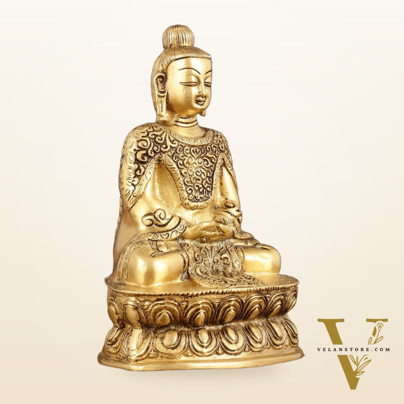Pure Brass Japanese Meditation Buddha - 8" Height