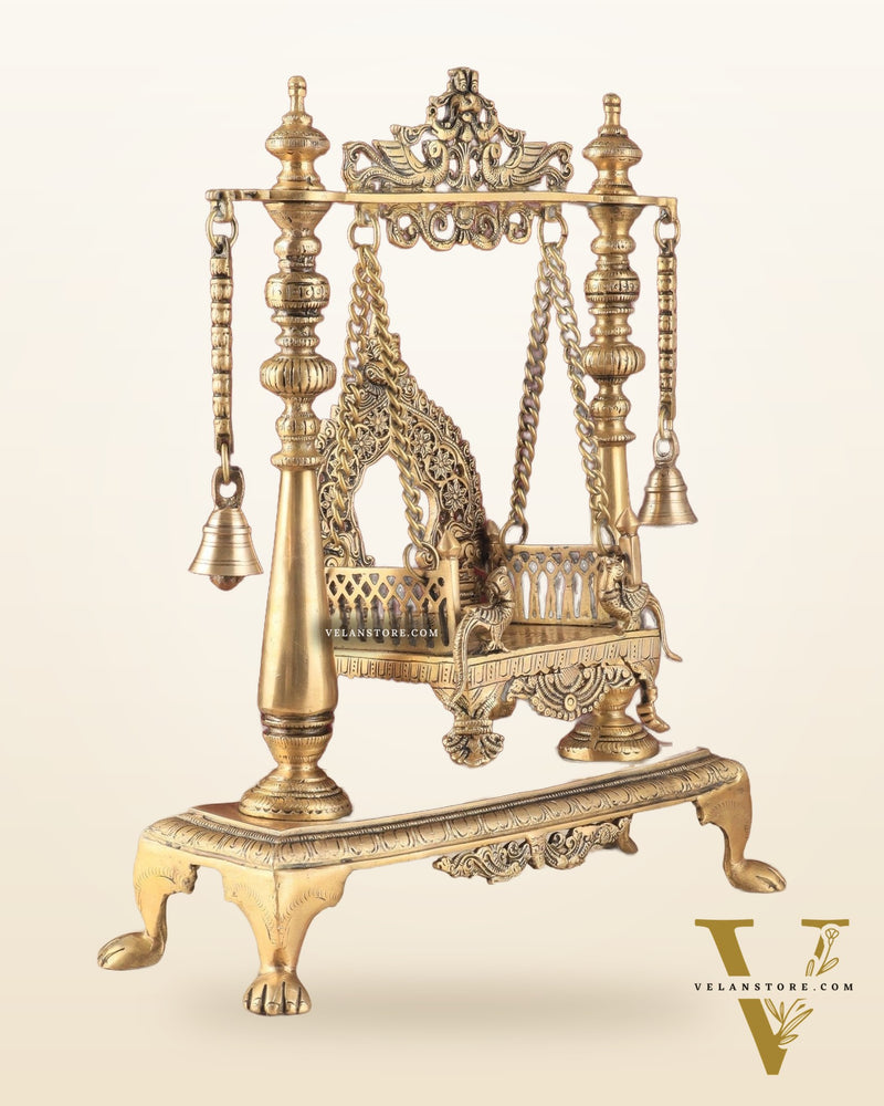 Pure Brass Jhoola/Swing with Singhasan for God Idols